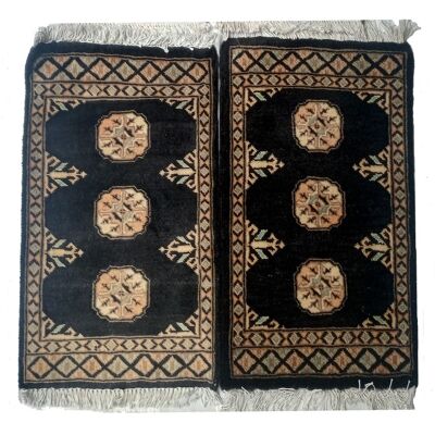 Bokhara handgeknüpfte Wollmatte aus schwarzen Bohnen