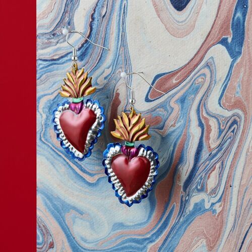 Boucles d'oreilles coeur ex-voto - flama dorada