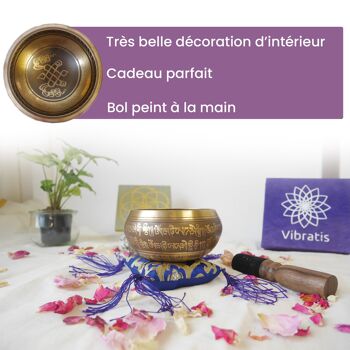 Bol Tibétain Artisanal - Bol Chantant fabriqué au Népal - Inclus: Bol Tibétain, Coussin, Maillet en bois, Boite Lokta - Idéal pour Méditation, Relaxation, Guérison 2