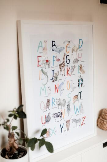 Affiche d'apprentissage alphabet à l'aquarelle - décoration murale enfant 5