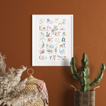 Affiche d'apprentissage alphabet à l'aquarelle - décoration murale enfant 4