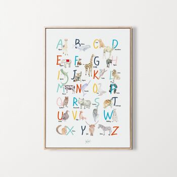 Affiche d'apprentissage alphabet à l'aquarelle - décoration murale enfant 1