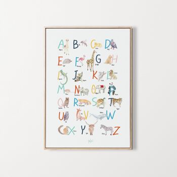 Affiche d'apprentissage alphabet à l'aquarelle - décoration murale enfant 6