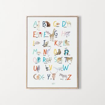 Affiche d'apprentissage alphabet à l'aquarelle - décoration murale enfant 7