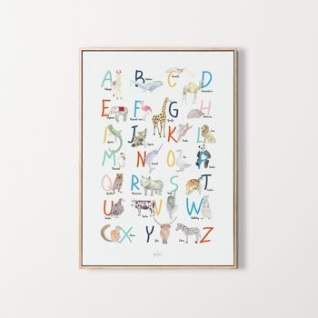 Affiche d'apprentissage alphabet à l'aquarelle - décoration murale enfant 9