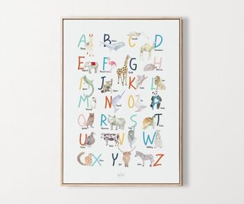 Affiche d'apprentissage alphabet à l'aquarelle - décoration murale enfant 10