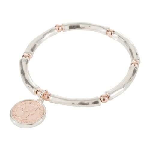 Eternal Silver & Rose Gold Elasticated Bracelet