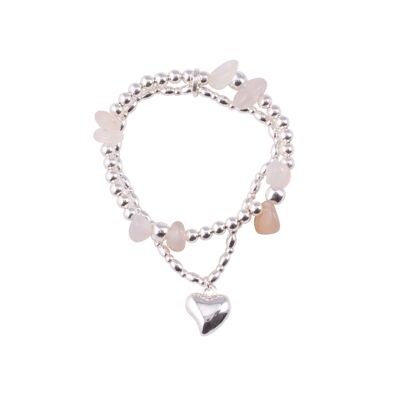 Gaia Rose Gold & Grey Semi-Precious Stone Heart Bracelet DB1467S