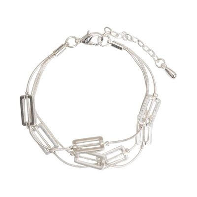 Aura Multi-Row Clasp Bracelet - Matt Silver