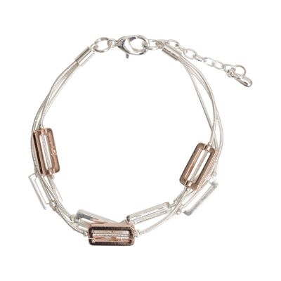 Bracelet Fermoir Multi-Rangs Aura - Argent Rhodié