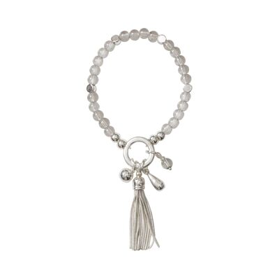 Gaia Silver & Grey Semi-Precious Elasticated Bracelet