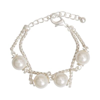 Bracciale Audrey in argento opaco e perle finte color crema