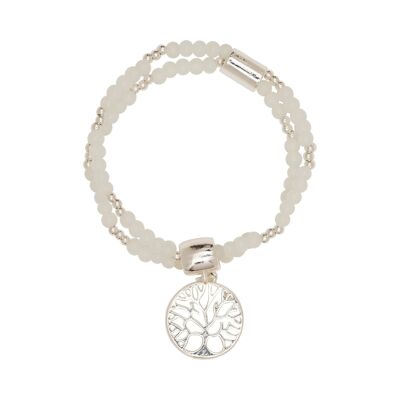 Pulsera Gaia de plata y piedras semipreciosas de múltiples filas DB1589S