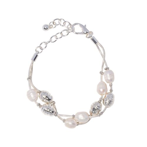 Audrey Silver & Fresh Water Pearls Multi-Row