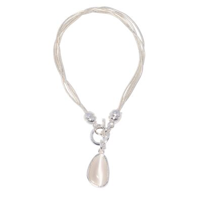Zaha Silver & White Resin Multi-Row T-Bar Bracelet