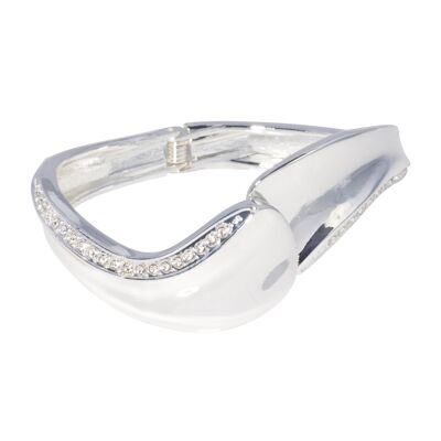 Zaha Silver & Crystal Hinged Bracelet
