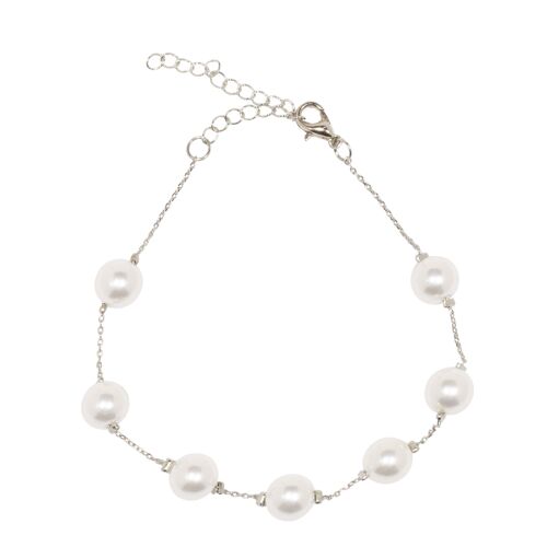 Audrey Silver & Faux Pearls Clasp Bracelet