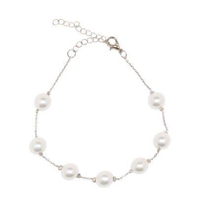 Audrey Silver & Faux Pearls Clasp Bracelet