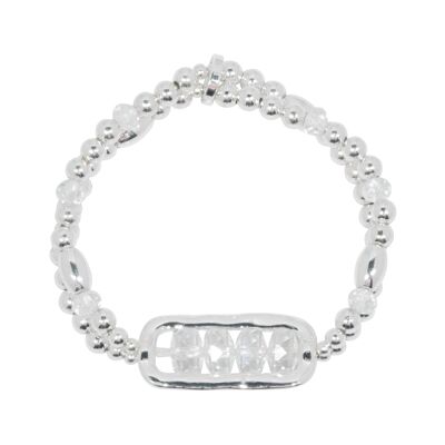 Asteria Silver & Clear Crystal Elasticated Bracelet