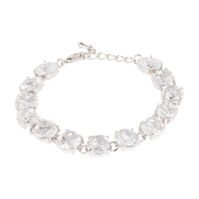 Bracciale Elizabeth in argento rodiato e chiusura con cristalli