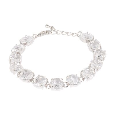 Elizabeth Rhodium Silver & Crystal Clasp Bracelet
