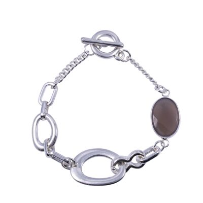 Bracciale Gaia con barra a T in argento e pietra semipreziosa grigia