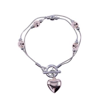 Bracelet barre en T à plusieurs rangées de coeur chérie DB1743A