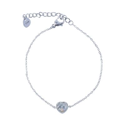 Keira White Gold Plated & Crystal Heart Clasp Bracelet
