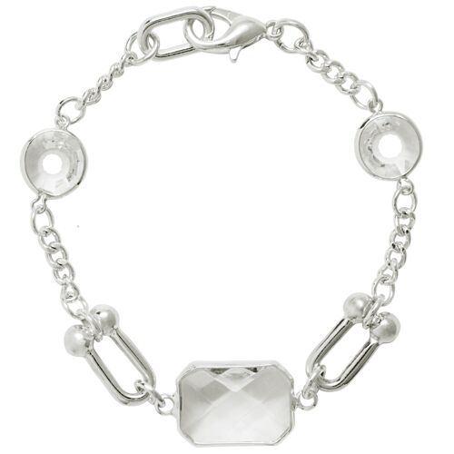 Geo Silver & Clear Crystal Clasp Bracelet