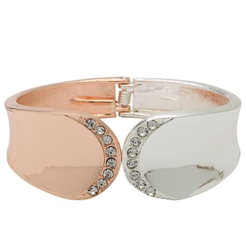 Zaha Crystal Hinged Bracelet - Silver, Rose Gold & Clear DB1813A