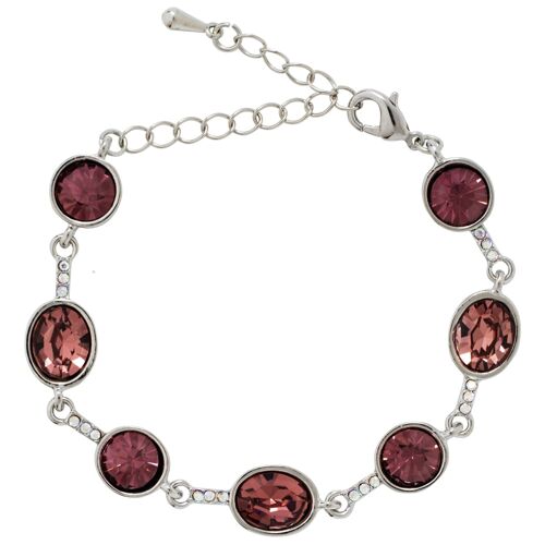 Diana Silver & Burgundy Crystal Clasp Bracelet