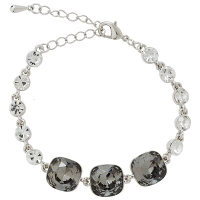 Diana Silver Clear & Grey Crystal Clasp Bracelet