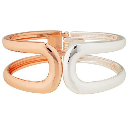 Zaha Rose Gold & Silver Hinged Cast Bracelet