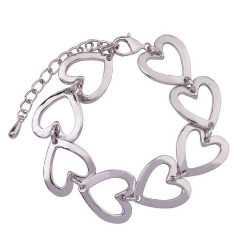 Geo Heart Clasp Bracelet - Silver