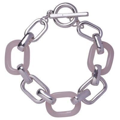 Pulsera Naomi Resina Geométrica T-Bar Plata Rosa