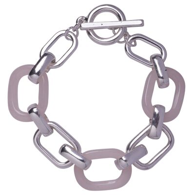 Naomi Resin Geometric T-Bar Silver Pink Bracelet