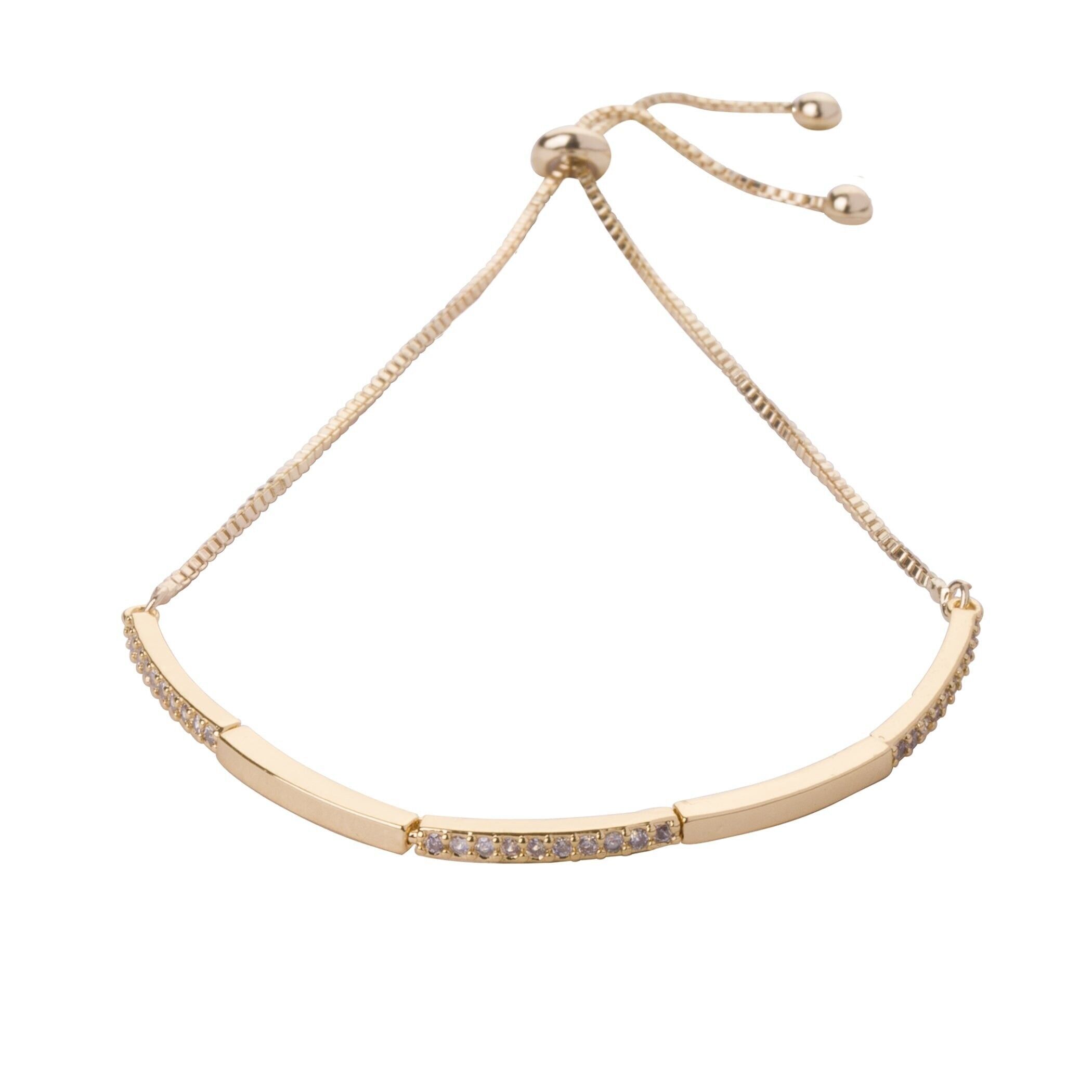 Keira Gold Plated & Cubic Zirconia Drawstring Bracelet DB1876B