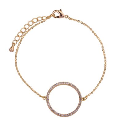 Keira Cubic Zirconia Circle Pendant Gold Plated Bracelet