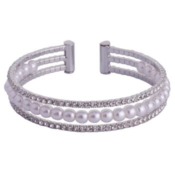 Audrey Bracelet Ouvert Argent Rhodié Crème Clair