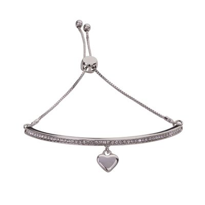 Keira Clear Crystals Heart Pendant Drawstring Bracelet DB1921A
