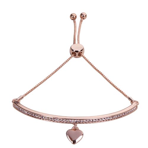 Keira Clear Crystals Heart Pendant Drawstring Bracelet DB1921S