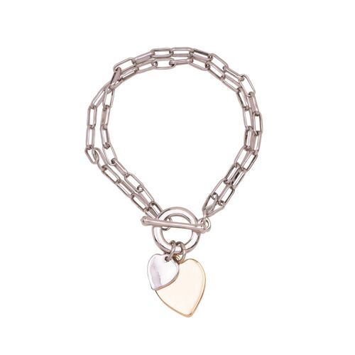 Sweetheart Gold Heart Multi-Row T-Bar Bracelet DB1937C