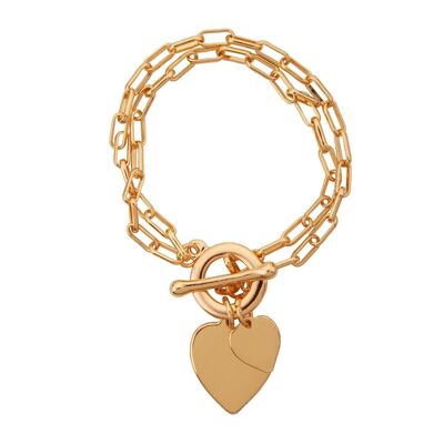 Sweetheart Gold Heart Multi-Row T-Bar Bracelet DB1937K