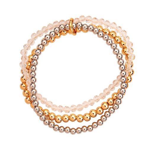 Emily Gold Crystal Beaded Multi-Row Elasticated Bracelet