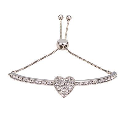 Keira Clear Crystal Heart Drawstring Bracelet DB1962K