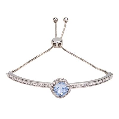 Keira Rhodium Silver & Blue Crystal Drawstring Bracelet