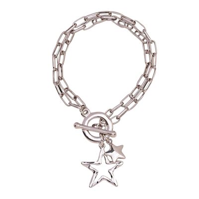 Bracciale Eternal Star T-Bar - Argento rodiato