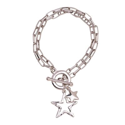 Eternal Star T-Bar Bracelet - Rhodium Silver