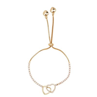 Keira Crystal Double Heart Drawstring Bracelet DB1976K