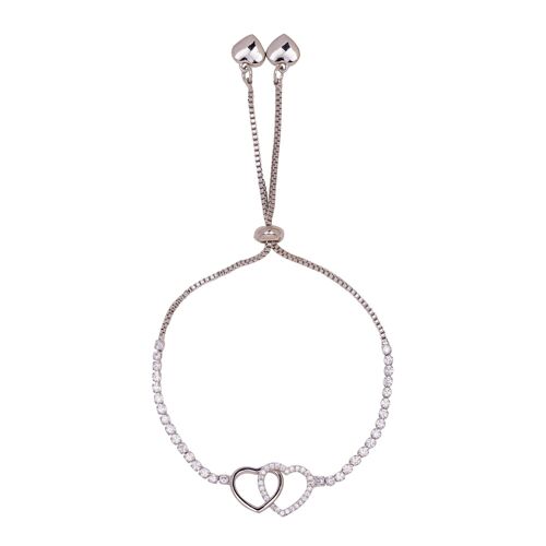 Keira Crystal Double Heart Drawstring Bracelet DB1976S